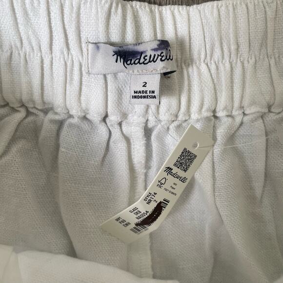 Madewell Pull On Straight Crop Cotton Linen Pants US Women's 2 New - Picture 6 of 7